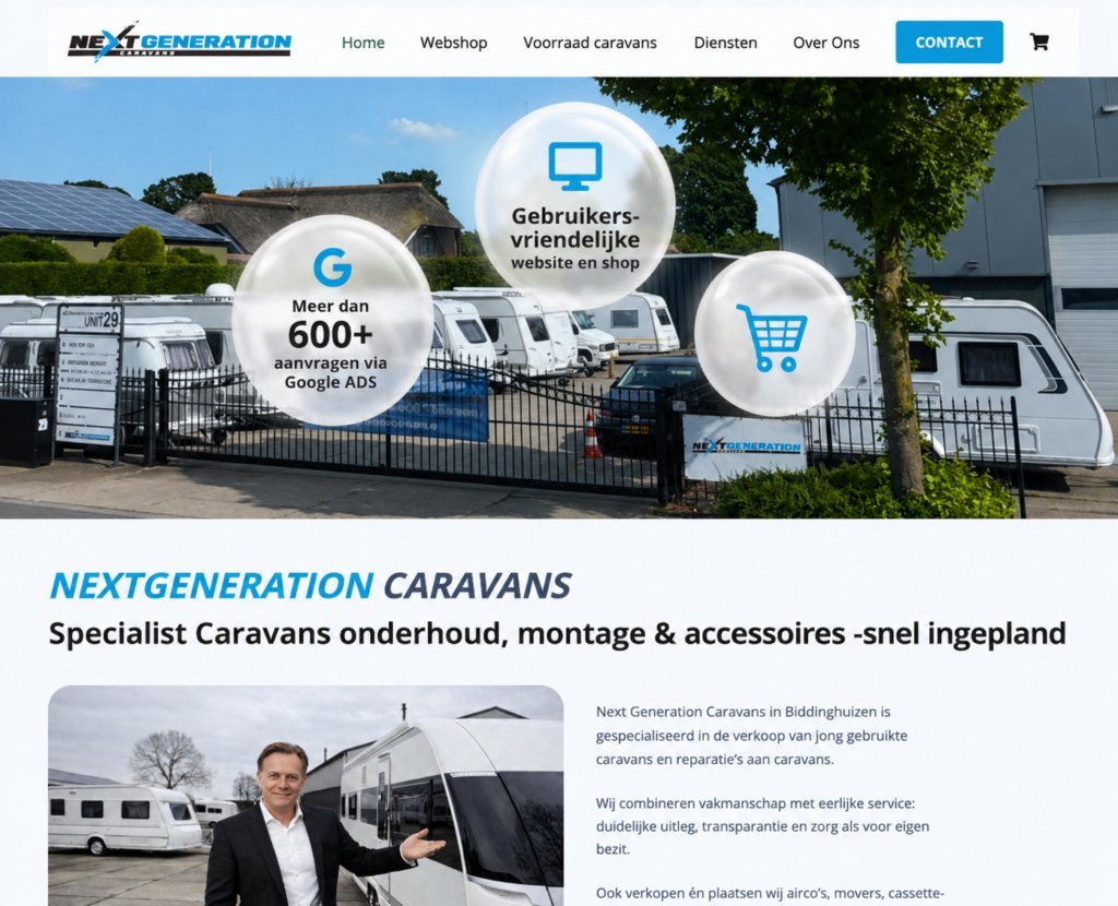 Website laten maken in Hengelo: voorbeeld NextGeneration Caravans